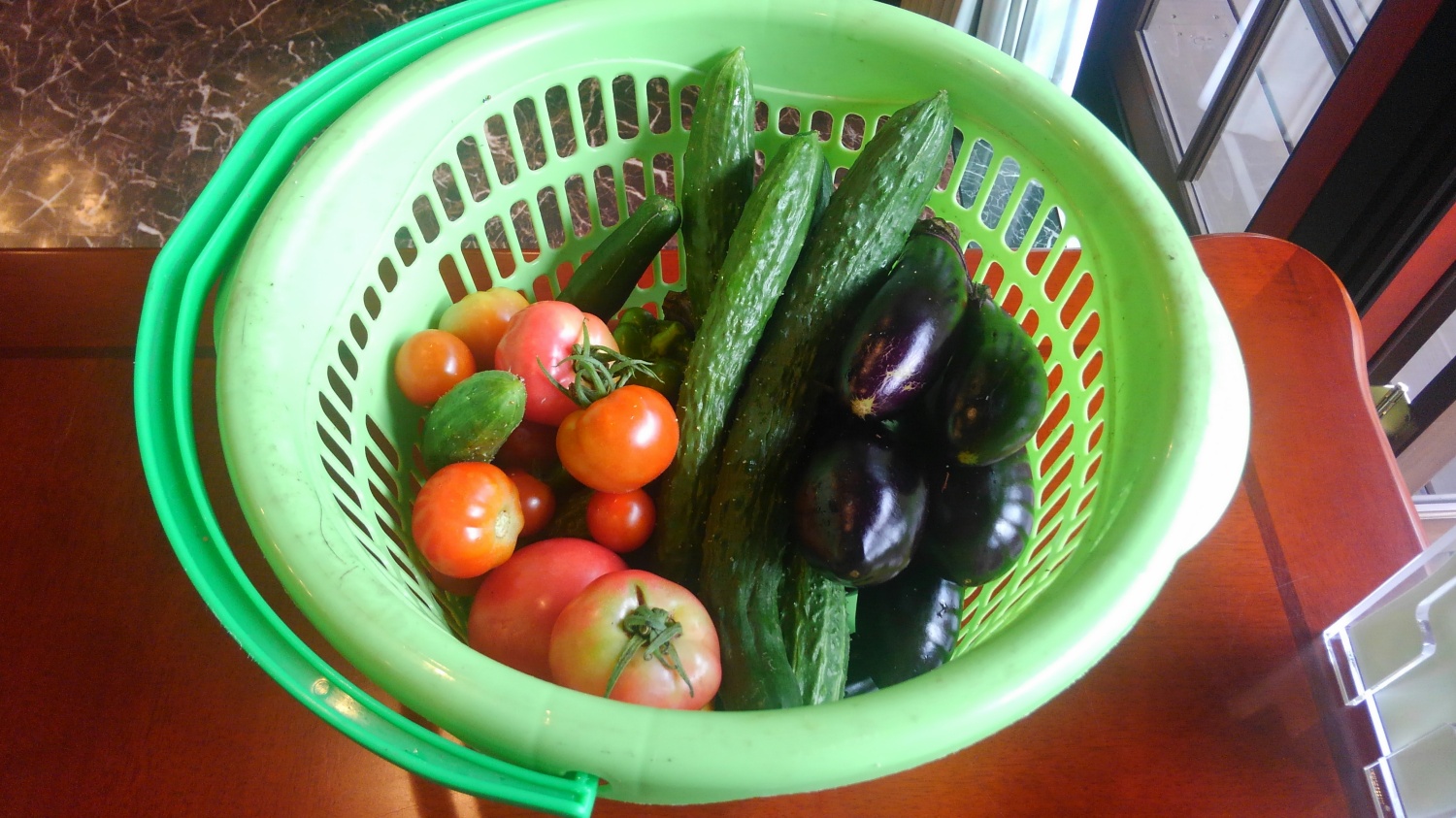 夏に訪れたときにお土産に頂いた、取れたての野菜
